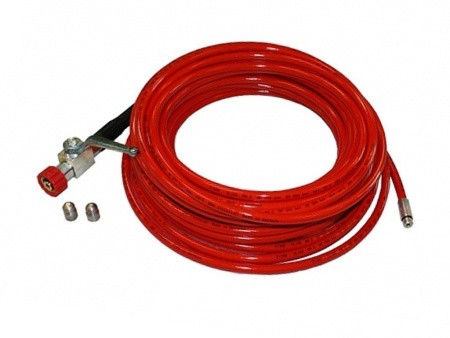 Ком-кт для прочистки труб 32м с краном и форсунками 314Profi красный DN6
